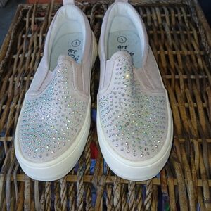 Kids Slip-On Crystal Accent Shoes - Light Pink